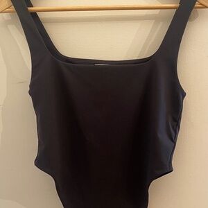 Black Aritzia/Babaton Contour Squareneck High-Leg Bodysuit
